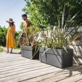 EDA EDA3086960275303 Jardinera CAREL Gris antracita 63 L con ruedas 78x39x39 cm para exterior e interior