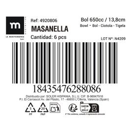 Bol Masanella 650 cc 13.8 cm - Inde (18 Unidades) Bol Masanella 650 cc 13.8 cm - Inde (18 Unidades)