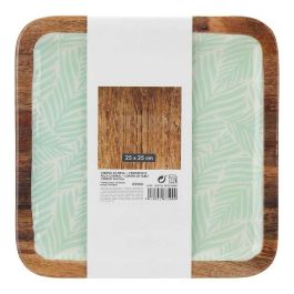 Giftdecor Centro de Mesa Cuadrado 25x25 cm Hojas - Blanco, Marrón, Verde (6 Unidades)