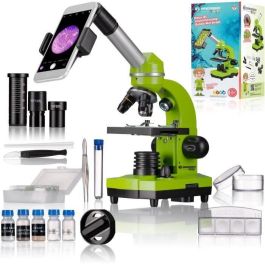 Microscopio para estudiantes BIOLUX SEL - BRESSER JUNIOR - aumento 40x-1600x - kit de experimentación - verde