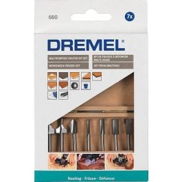 Dremel Kit de 7 Fresas para Enrutamiento en Madera y Otros Materiales: Ideal para Bordes, Esquinas, Ranuras, Ojo de Cerradura y Letras