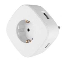 Orbegozo EN 1500 Enchufe Adaptador 4 en 1 con 1 Toma Schuko, 2 USB y 1 USB-C para Carga Simultánea de Móviles y Tablets