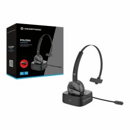 Conceptronic Auriculares Bluetooth POLONA03 con Base de Carga, Cancelación de Ruido, Micrófono Flexible, 22h Batería