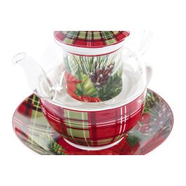 Tetera Navidad Tradicional DKD Home Decor Rojo Verde 13.5 x 15 x 15 cm (2 Unidades)