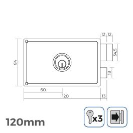 Cerradura derecha 120mm 3 llaves incluidas edm Cerradura derecha 120mm 3 llaves incluidas edm
