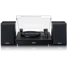 Lenco LS-101BK Tocadiscos de Tracción por Correa Negro con Bluetooth, Preamplificador Phono Integrado y Altavoces 20W