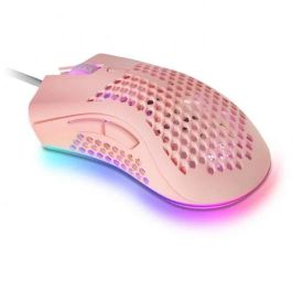 Mars Gaming MMEXP Ratón Óptico USB 32000DPI RGB Rosa 75g Ultra-ligero para Gaming