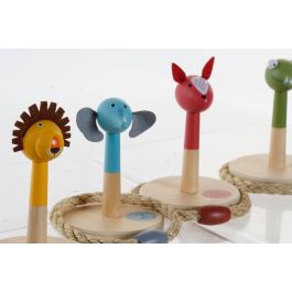 DKD Home Decor Juego 14 x 12 cm Haya Hecho a Mano Animales Reciclable Desmontable