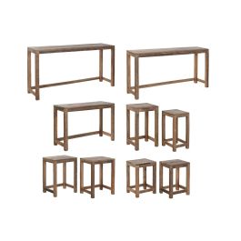 DKD Home Decor India 1c25 Consola y Mesa Item Home de Madera Natural, Medidas 160x40x82 cm, Set de 9 Piezas