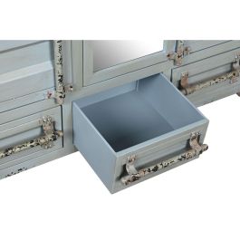DKD Home Decor Armario Vintage Metal Azul Celeste 112x46x174 cm Estilo Contenedor con 2 Puertas, 3 Cajones, 2 Estantes