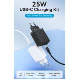 Vention FAHWF-EU Cargador de Pared 1xUSB Tipo-C + 2x Cable USB Tipo-C 25W Carga Rápida Samsung PD 3.0