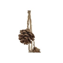 DKD Home Decor Decoración Colgante Navidad Alpina Piña Cuerno Marrón 6x6x30 cm (12 Unidades)