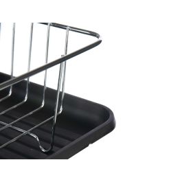 Escurreplato Plano Negro Kinvara 43.5x33.5x11 cm - Bandeja y Recipiente en Plástico PP y Metal (4 Unidades)