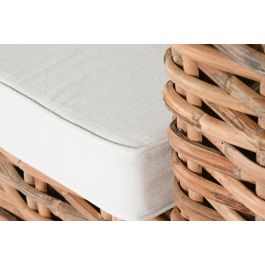 DKD Home Decor Indonesia 1c24 Sofá Natural Crudo Ratán 220 x 98 x 64 cm Set de 4 con Cojines