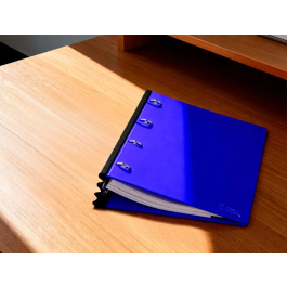 Liderpapel Carpeta 4 Anillas Redondas 25 mm Polipropileno DIN A4 Ultra Compacta Lomo Extensible 4 cm Azul