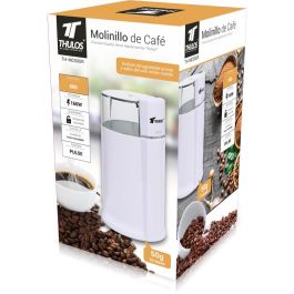 Thulos Molinillo de Café TH-MC50GR, 50-60g, Acero Inoxidable, 160W, Blanco