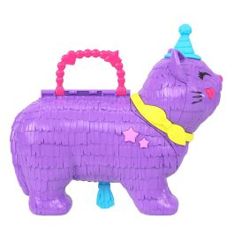 Mattel Cofre para Mini Muñecas Polly Pocket Gatito Piñata Partyland con 23 Accesorios Sorpresa