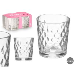 Set 4 Vasos Vidrio Diamante 360 ml Vivalto - 21x10.5x16.5 cm, Transparente, Apto Microondas (6 Unidades) Precio: 17.89000004. SKU: B1BF3P8V7B