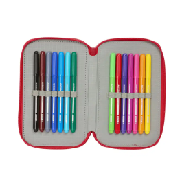 Plumier Triple Sevilla Fútbol Club Rojo 12,5 x 19,5 x 5,5 cm 37 Piezas