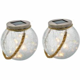 Lumisky LUM3760093544122 - Juego 2 Bolas Solares CRACK BALL CORD H13cm Vidrio Craquelado LED Blanco Cálido con Cuerda Precio: 35.69000028. SKU: B1HD493JER
