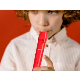 Hohner Flauta dulce 9508 Roja con Funda Verde y Transparente para Educacion Musical Infantil