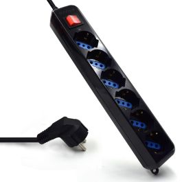Ewent EW3924 Base múltiple 6 salidas AC Tipo F con protección sobretensión, interruptor ON/OFF, cable 1.5m, 2500W, negro Precio: 14.49999991. SKU: S0220932