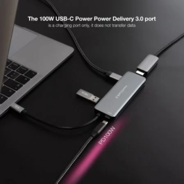 Nano Cable 10.16.1006 Docking Station USB-C 2xUSB 3.0, 1xHDMI 4K, 2xUSB-C, 1xUSB-C PD 100W Gris