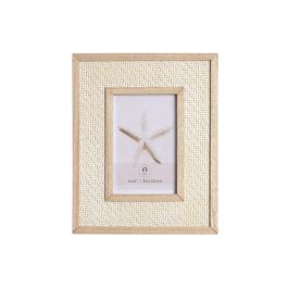 DKD Home Decor Marco Foto Hangzhou design 26b Mediterraneo MDF y Ratan Natural 10x15 cm (4 Unidades)