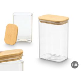 Vivalto Tarro Rectangular Borosilicato con Tapa Bambú 1.4 L Transparente 12x18x8 cm (12 Unidades) Precio: 44.5000006. SKU: B12M58X2AL