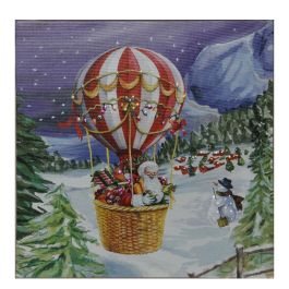 Cuadro Decorativo con LED 38 x 38 cm, Modelo Globo y Tren, Luz Cálida y Multicolor