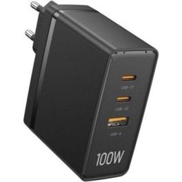 Vention FEGB0-EU Cargador de Pared GaN Ultra 100W Carga Rápida, 3 Puertos: 2x USB-C (100W) y 1x USB-A (30W)