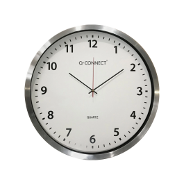 Q-connect Reloj de Pared Redondo Oficina Plástico 50 cm Marco Cromado