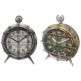 DKD Home Decor Reloj Sobremesa Loft Dorado Plateado 17 x 29 x 22 cm (2 Unidades) Precio: 27.89292. SKU: S3037691