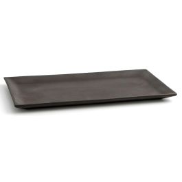 Quid Bandeja Rectangular Cerámica Mineral Gres 15x30 cm Negra Set de 8 Unidades. Apta Lavavajillas y Microondas, Alta Resistencia, Fabricada en España.