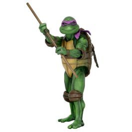 NECA Figura articulada Donatello Tortugas Ninja 42cm, con 30 puntos de articulación y accesorios: pizza, frascos, 7 manos