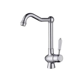 Edouard Rousseau Grifo de cocina mezclador Cromo estilo retro de latón sin ducha de mano con caño móvil y ahorro de agua