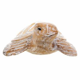 Figura Decorativa Alexandra House Living Blanco Natural Madera Vidrio Tortuga 8 x 20 x 31 cm