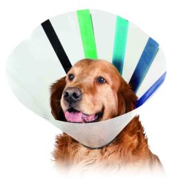 KVP Ez Clear Collar Isabelino Transparente Ligero con Velcro Multicolor para Perros/Gatos, Cuello 25-32cm, Prof. 18cm