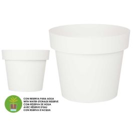 Maceta Plastico Blanca Con Reserva Agua 35Cm Ibergarden (6 Unidades)