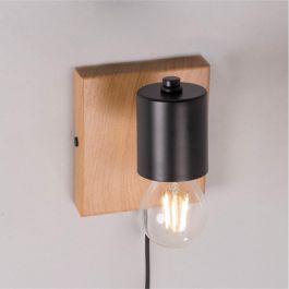 Sato SKD-W1022 Aplique de Pared de Madera y Metal, Lámpara de Lectura para Dormitorio con Casquillo E27, Diseño Moderno y Versátil