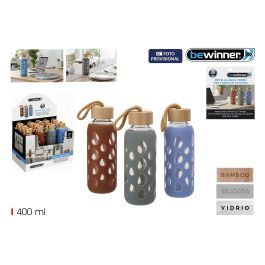 Inde Botella de Agua de Vidrio y Silicona 400 ml con Dimensiones 6x6x20 cm Precio: 96.4854. SKU: B18W4MAF63