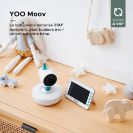 Babymoov Babyphone Video YOO-MOOV con Pantalla 4.3', Control Motorizado 360°, Luz Nocturna, Canciones de Cuna y Alcance 300m