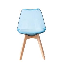 DKD Home Decor Silla de Comedor Urban de Abedul y PVC Azul Blanco, 54x47x81 cm, Altura Asiento 43 cm, Desmontable (4 Unidades)