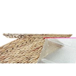 DKD Home Decor Bandeja Básicos de Cristal y Fibra Transparente y Natural para Decoración del Hogar - 42x20x3.5 cm