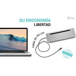 I-tec Dock USB-C con 3 Salidas 4K/5K, 100W PD, 4x USB 3.2, Gigabit Ethernet, Lector SD, Cargador 100W Incluido - Soporte Ergonómico para Portátil