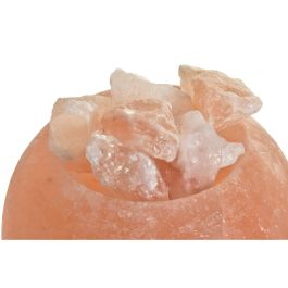 DKD Home Decor Lámpara de Sobremesa de Sal del Himalaya Naranja, Diseño Árabe Forma Huevo, Base Madera Acacia, 18 cm Alto, Incluye Bombilla E14 15W