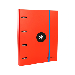 Antartik Carpeta con recambio A4 cuadro 5mm con solapa y 4 anillas 40mm, color rojo