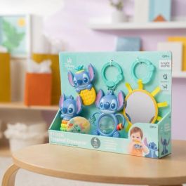 Disney Baby BRI0074451174733 Stitch - Set de Regalo de Nacimiento 4 Juguetes para Recién Nacidos: Sonajero, Mordedor y Multisensoriales