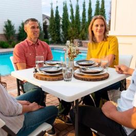 Lifetime Mesa Cuadrada Plegable por la Mitad Blanca 80273 86x86x74cm