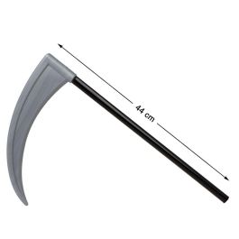 Guadaña de plástico corta 44 cm para disfraz de la muerte o segador, ideal para Halloween, fiestas temáticas y decoraciones Precio: 0.79000053. SKU: S1130577